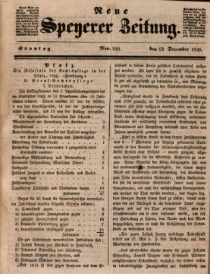 Neue Speyerer Zeitung Sonntag 13. Dezember 1840