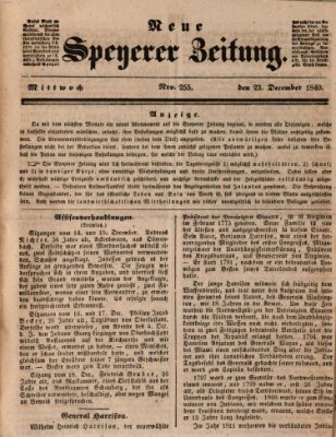 Neue Speyerer Zeitung Mittwoch 23. Dezember 1840