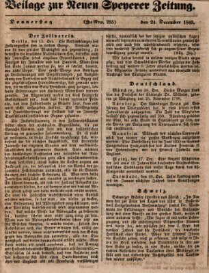 Neue Speyerer Zeitung Donnerstag 24. Dezember 1840