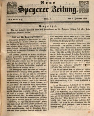 Neue Speyerer Zeitung Samstag 9. Januar 1841