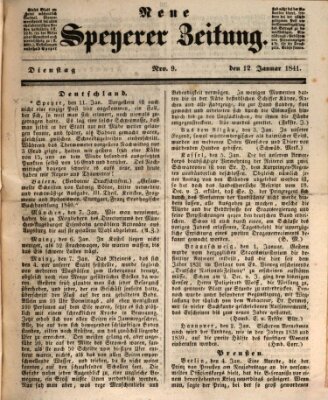 Neue Speyerer Zeitung Dienstag 12. Januar 1841