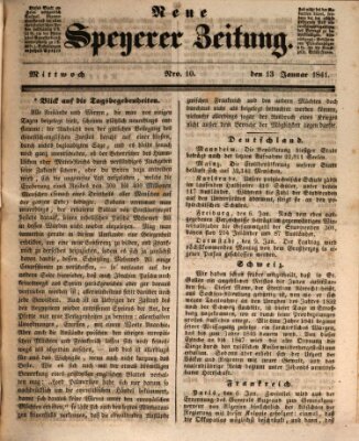 Neue Speyerer Zeitung Mittwoch 13. Januar 1841