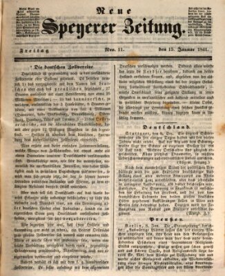 Neue Speyerer Zeitung Freitag 15. Januar 1841