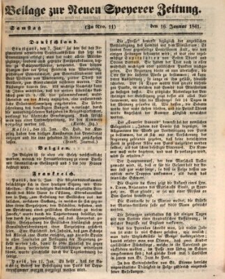 Neue Speyerer Zeitung Samstag 16. Januar 1841