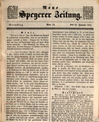 Neue Speyerer Zeitung Dienstag 19. Januar 1841