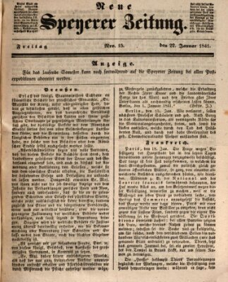 Neue Speyerer Zeitung Freitag 22. Januar 1841