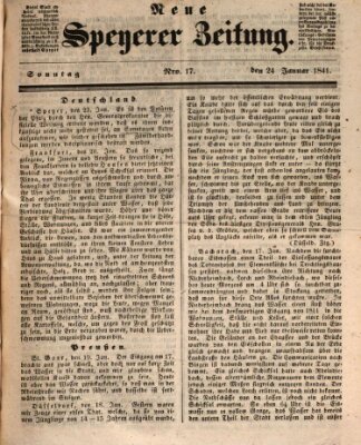 Neue Speyerer Zeitung Sonntag 24. Januar 1841