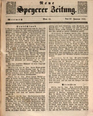 Neue Speyerer Zeitung Mittwoch 27. Januar 1841