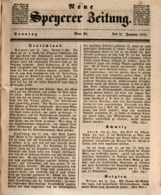 Neue Speyerer Zeitung Sonntag 31. Januar 1841