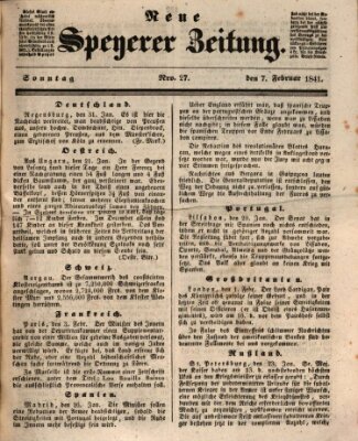 Neue Speyerer Zeitung Sonntag 7. Februar 1841