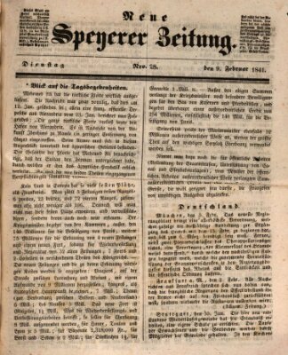 Neue Speyerer Zeitung Dienstag 9. Februar 1841