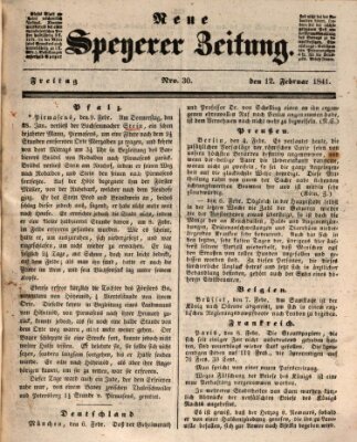 Neue Speyerer Zeitung Freitag 12. Februar 1841