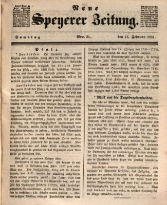 Neue Speyerer Zeitung Samstag 13. Februar 1841