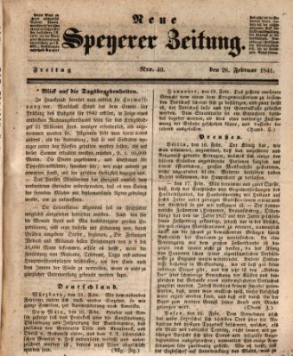 Neue Speyerer Zeitung Freitag 26. Februar 1841