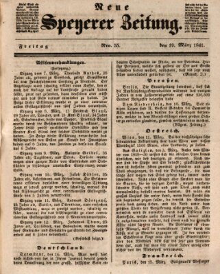 Neue Speyerer Zeitung Freitag 19. März 1841