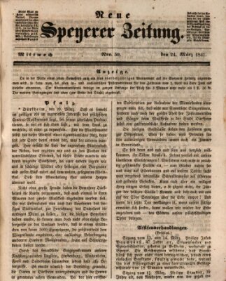 Neue Speyerer Zeitung Mittwoch 24. März 1841