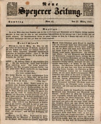 Neue Speyerer Zeitung Samstag 27. März 1841