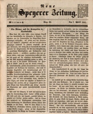 Neue Speyerer Zeitung Wednesday 7. April 1841