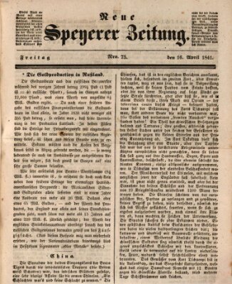 Neue Speyerer Zeitung Freitag 16. April 1841