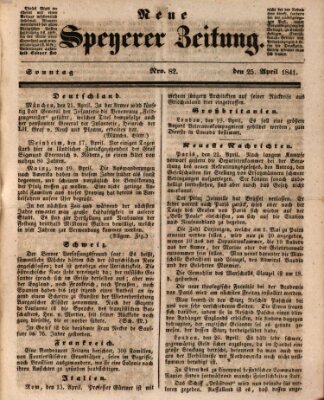 Neue Speyerer Zeitung Sonntag 25. April 1841