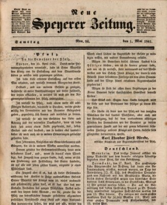 Neue Speyerer Zeitung Samstag 1. Mai 1841