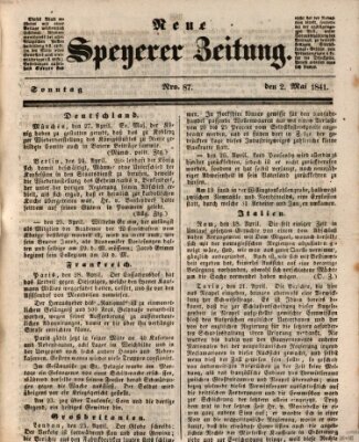 Neue Speyerer Zeitung Sonntag 2. Mai 1841