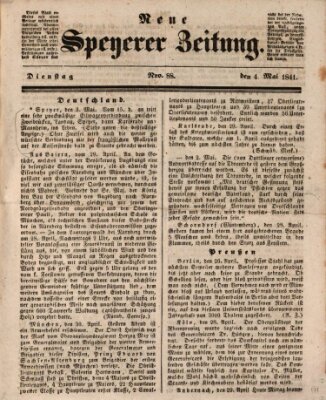 Neue Speyerer Zeitung Dienstag 4. Mai 1841