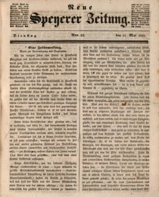 Neue Speyerer Zeitung Dienstag 11. Mai 1841