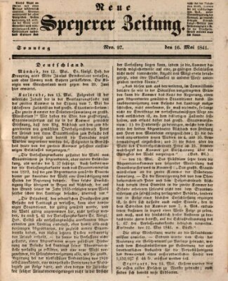 Neue Speyerer Zeitung Sonntag 16. Mai 1841