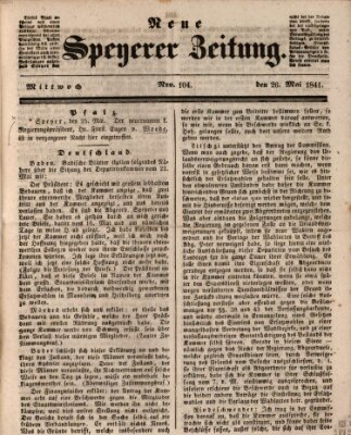 Neue Speyerer Zeitung Mittwoch 26. Mai 1841