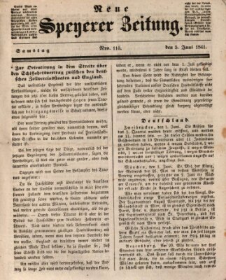 Neue Speyerer Zeitung Samstag 5. Juni 1841