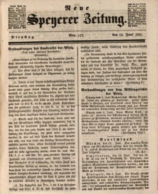 Neue Speyerer Zeitung Dienstag 15. Juni 1841