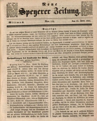 Neue Speyerer Zeitung Mittwoch 16. Juni 1841