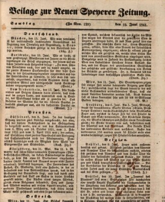 Neue Speyerer Zeitung Samstag 19. Juni 1841