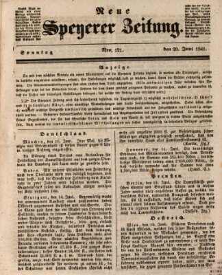 Neue Speyerer Zeitung Sonntag 20. Juni 1841