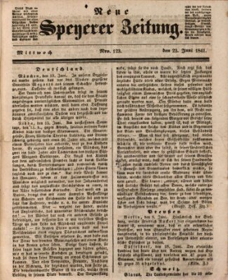 Neue Speyerer Zeitung Mittwoch 23. Juni 1841