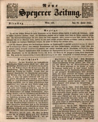 Neue Speyerer Zeitung Dienstag 29. Juni 1841