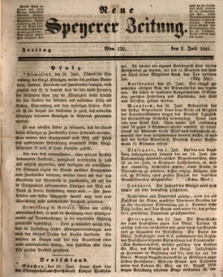 Neue Speyerer Zeitung Freitag 2. Juli 1841