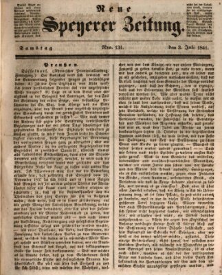 Neue Speyerer Zeitung Samstag 3. Juli 1841