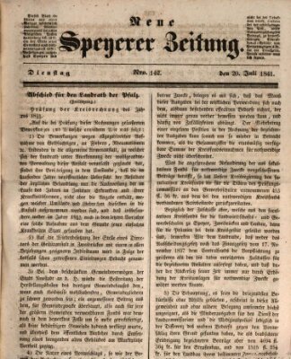 Neue Speyerer Zeitung Dienstag 20. Juli 1841