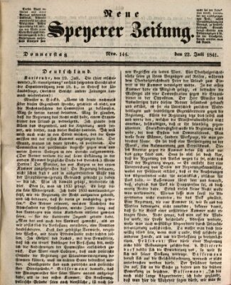 Neue Speyerer Zeitung Donnerstag 22. Juli 1841