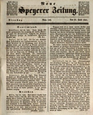 Neue Speyerer Zeitung Dienstag 27. Juli 1841