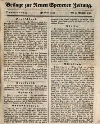 Neue Speyerer Zeitung Donnerstag 5. August 1841