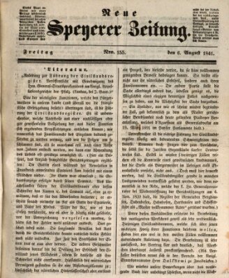 Neue Speyerer Zeitung Freitag 6. August 1841