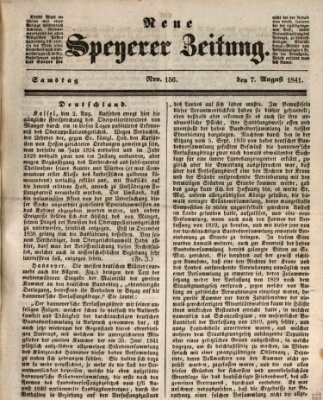 Neue Speyerer Zeitung Samstag 7. August 1841