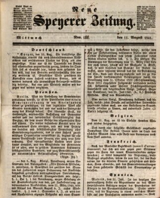 Neue Speyerer Zeitung Mittwoch 11. August 1841