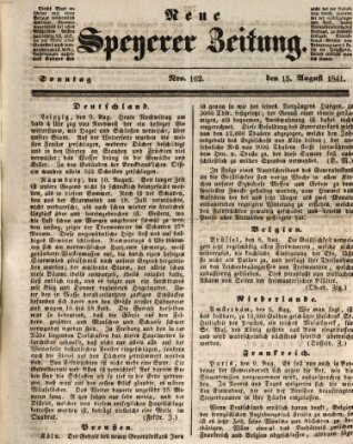 Neue Speyerer Zeitung Sonntag 15. August 1841