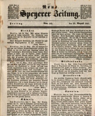 Neue Speyerer Zeitung Freitag 20. August 1841