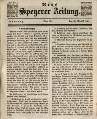 Neue Speyerer Zeitung Samstag 28. August 1841