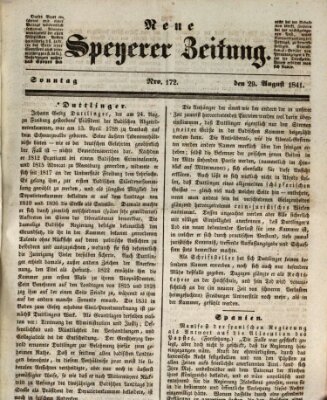 Neue Speyerer Zeitung Sonntag 29. August 1841
